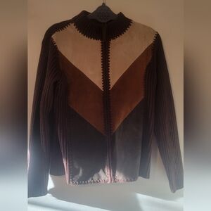 Vintage Style Suede Chevron Jacket